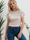 Short Tab Sleeve Lace Trim Top