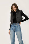 CROPPED ZIP UP PUFFER VEST: BLACK