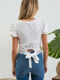 Floral Lace Trim Top with Tie Back