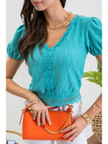 Floral Lace Trim Top with Tie Back